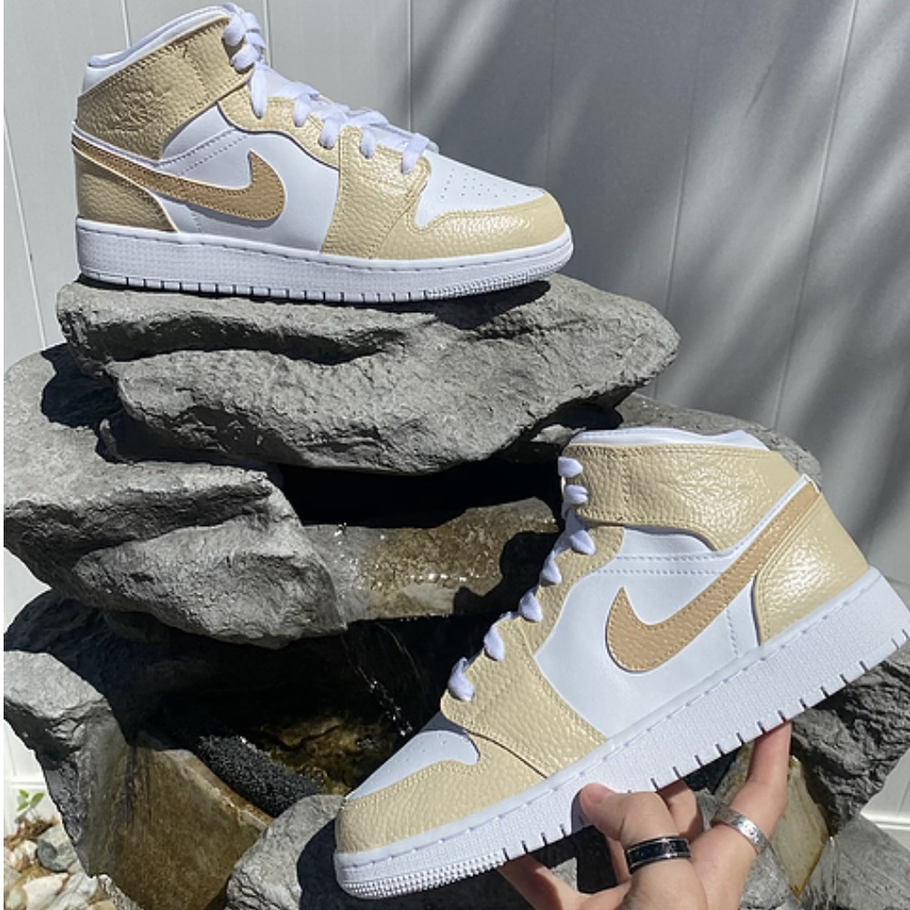 Custom Tan/Beige Air Jordan 1 Mids